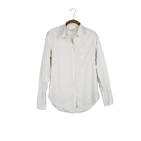 Nili Lotan NL Shirt White Cotton Button Up Long Sleeve Flawed Size Small - Picture 1 of 10